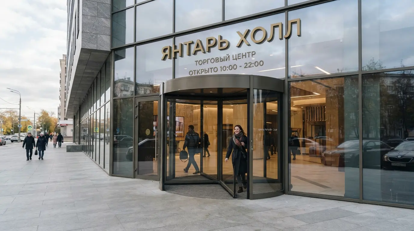Карусельные двери в торговом центре