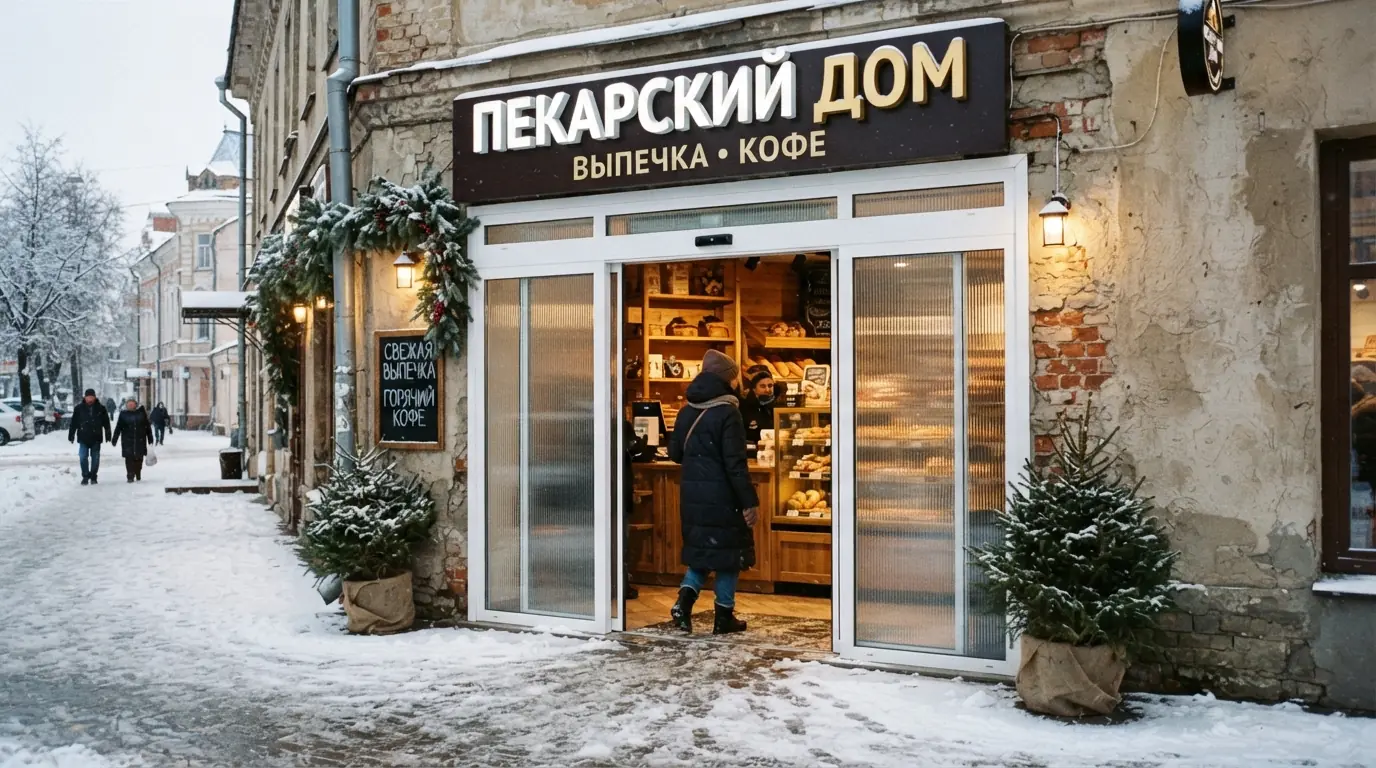 Двери раздвижные входные автоматические в зимнем саду