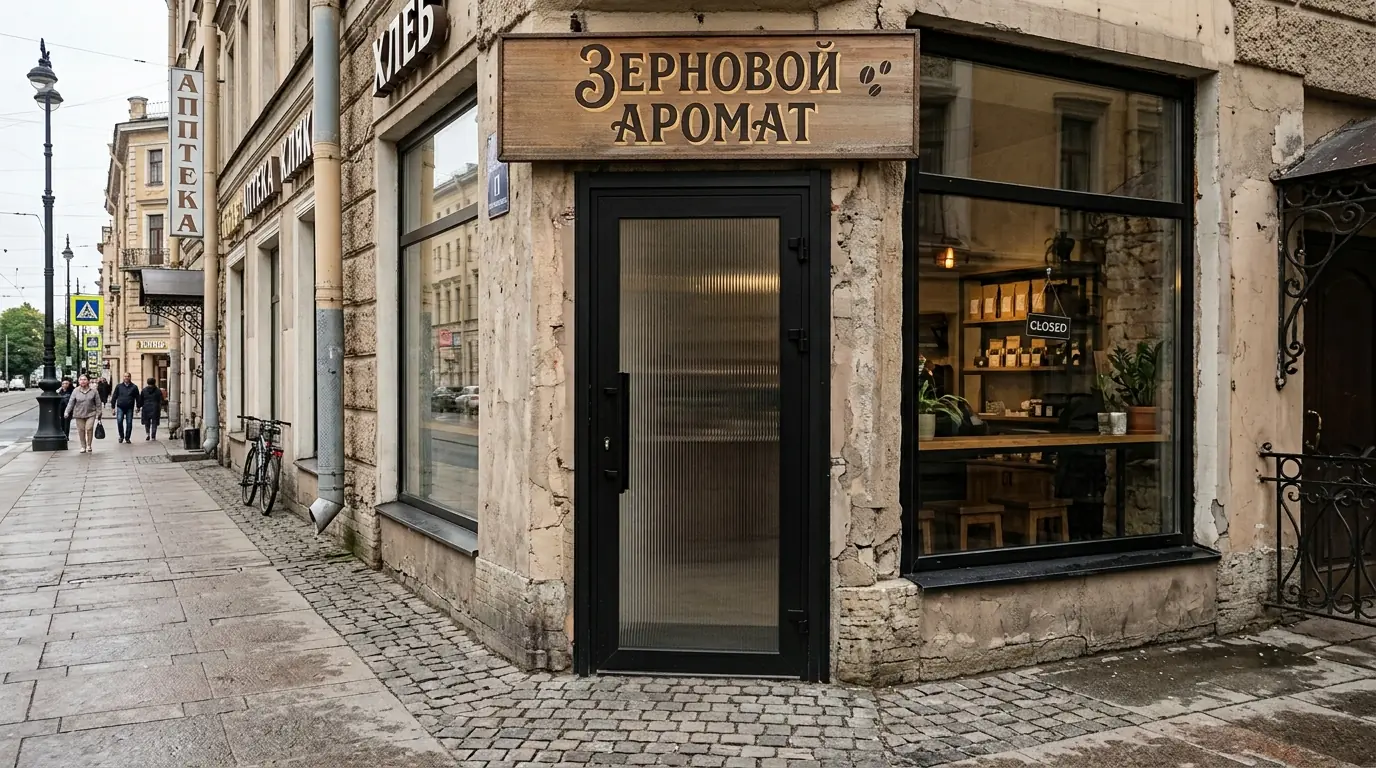 Пластиковые двери для магазина в кофейне