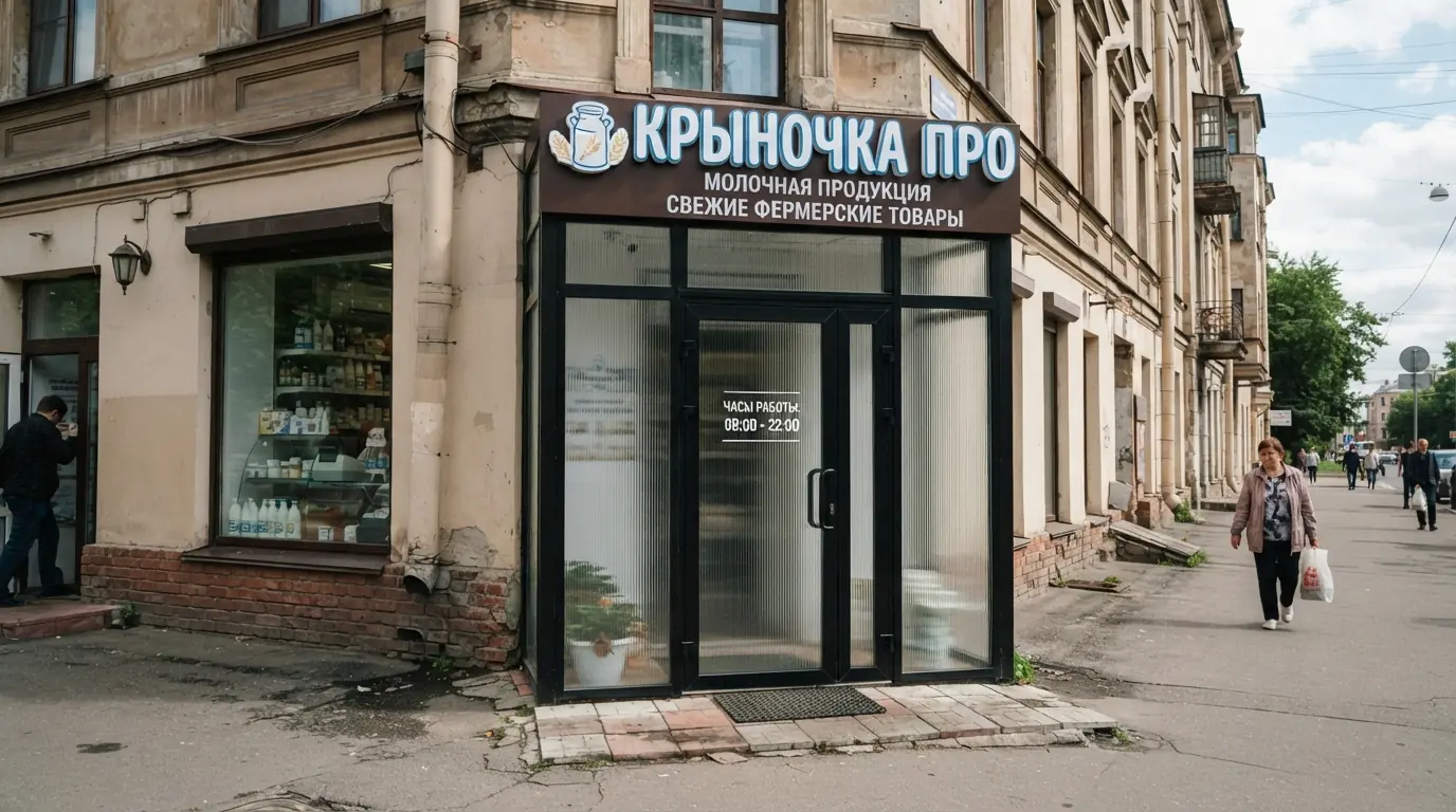Пластиковые двери для магазина в молочном магазине