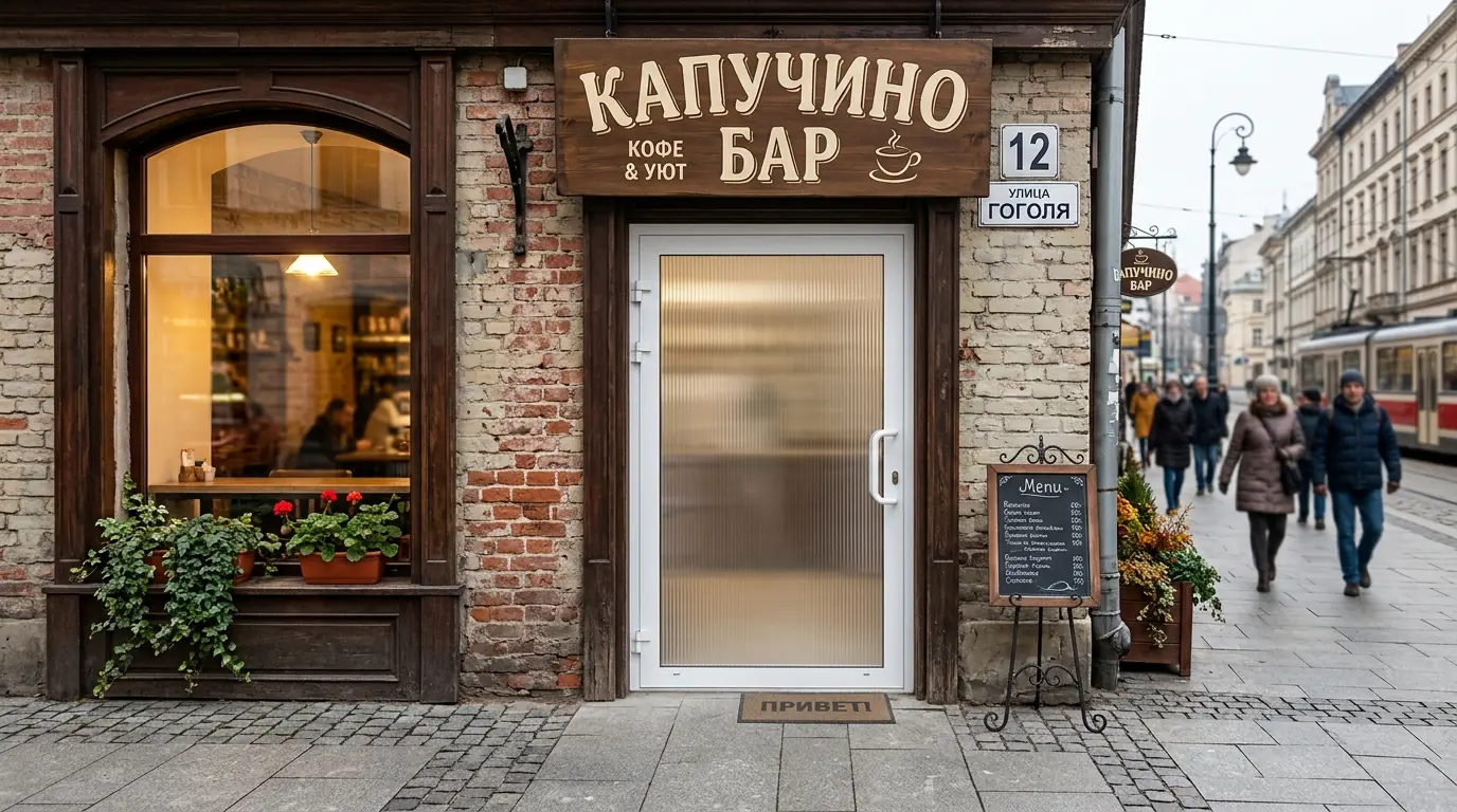 Пластиковые двери для магазина в кофейне