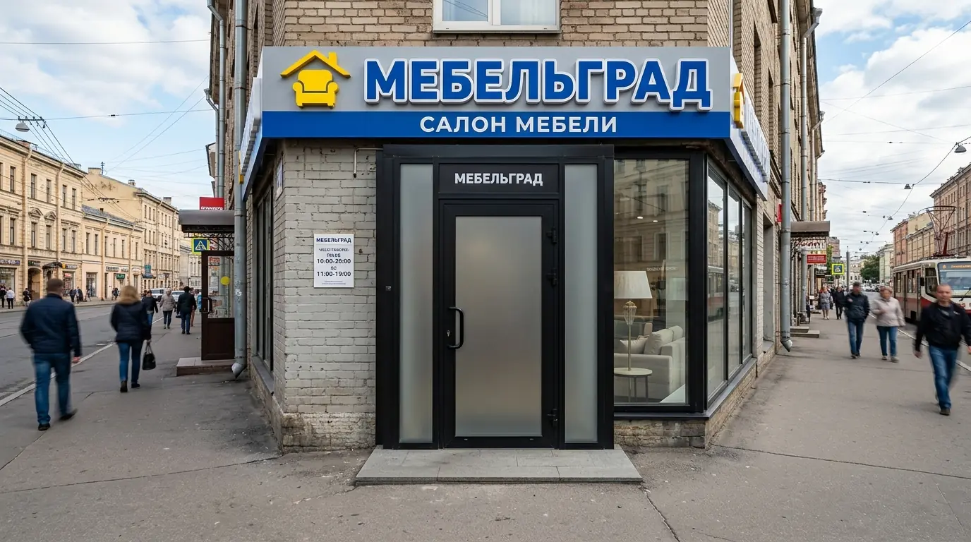 Пластиковые двери для магазина в мебельном салоне