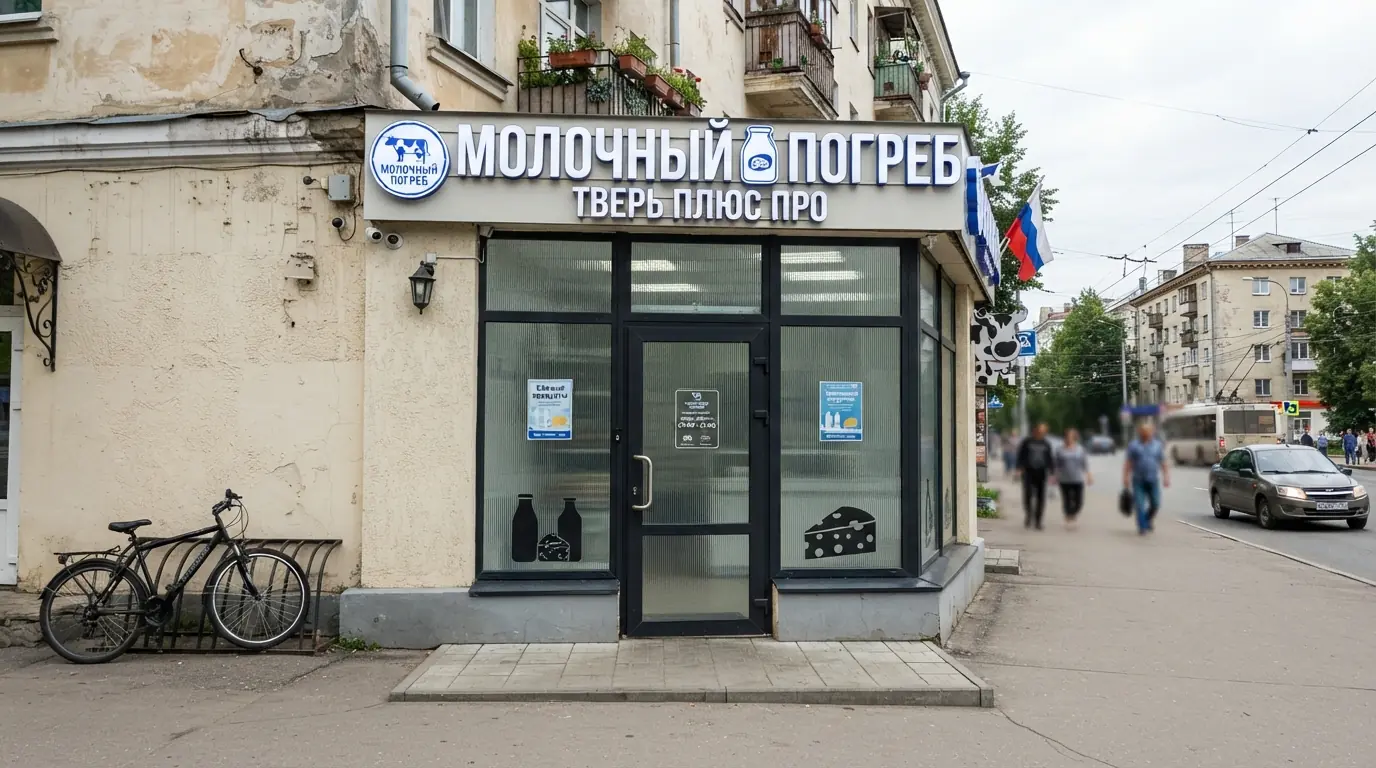 Стеклянные двери для магазина в молочном магазине
