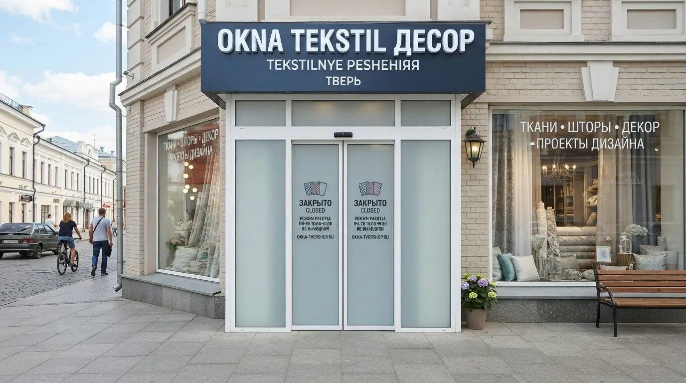Стеклянные двери для магазина в текстильном магазине
