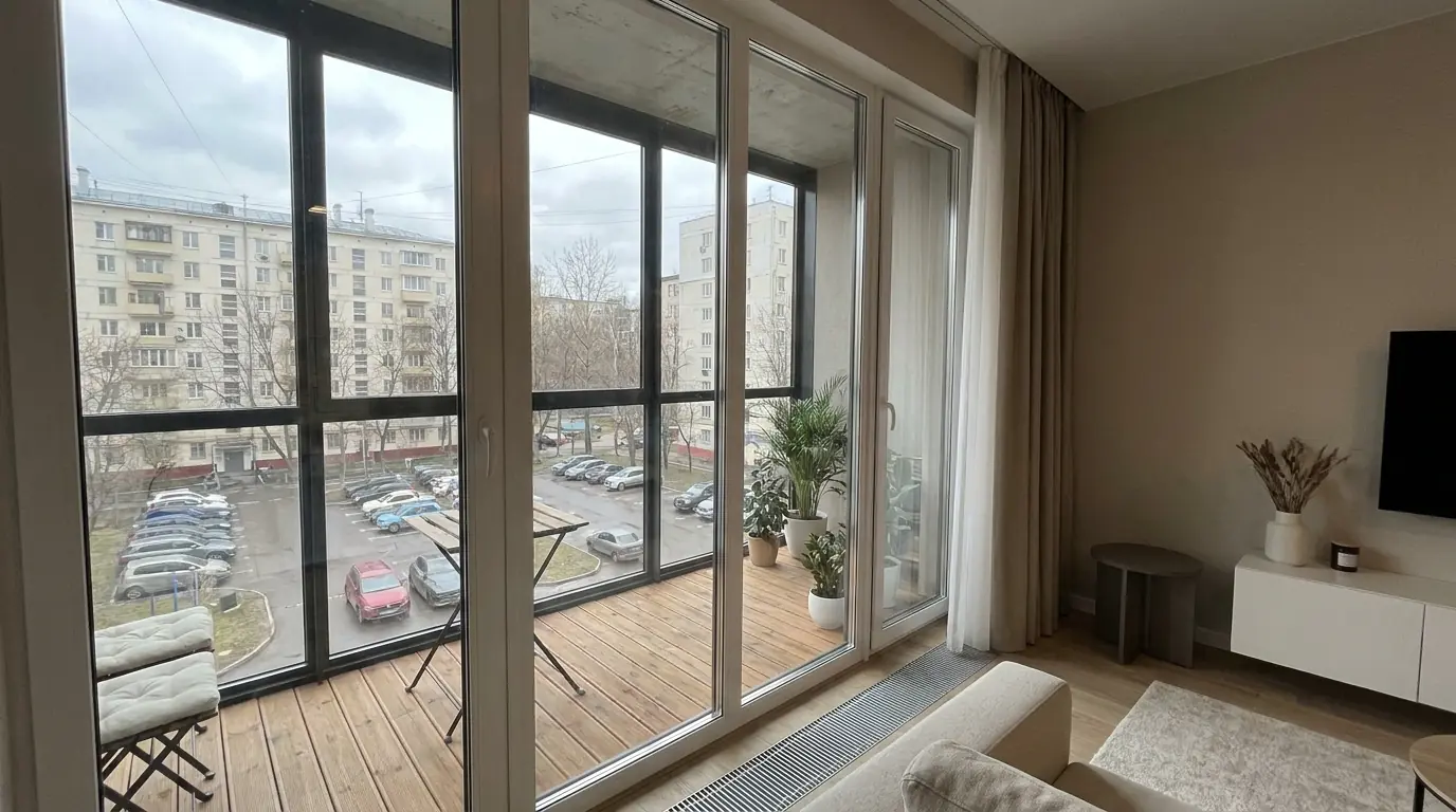 Раздвижные двери на балкон в квартире в квартире