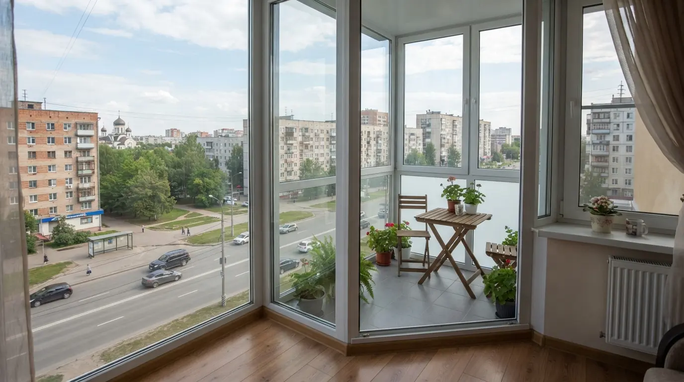 Раздвижные перегородки между балконом и комнатой в квартире